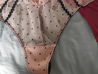 Cumming into Wife's Thong Panties on Her Bed